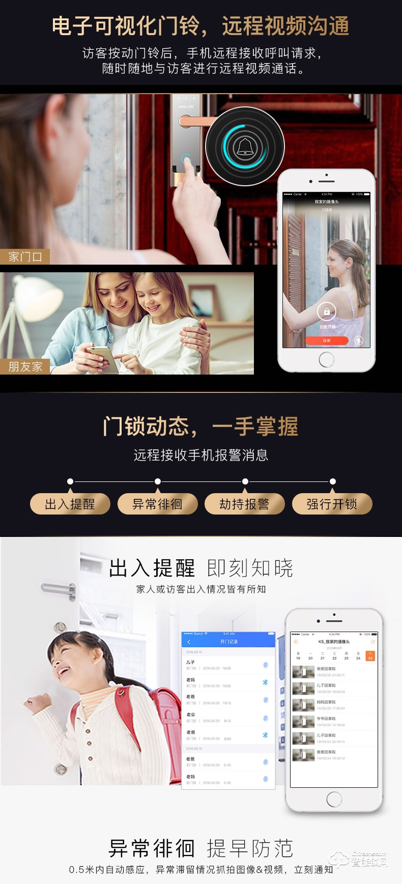 乐橙智能锁 K5远程监控电子密码智能门锁