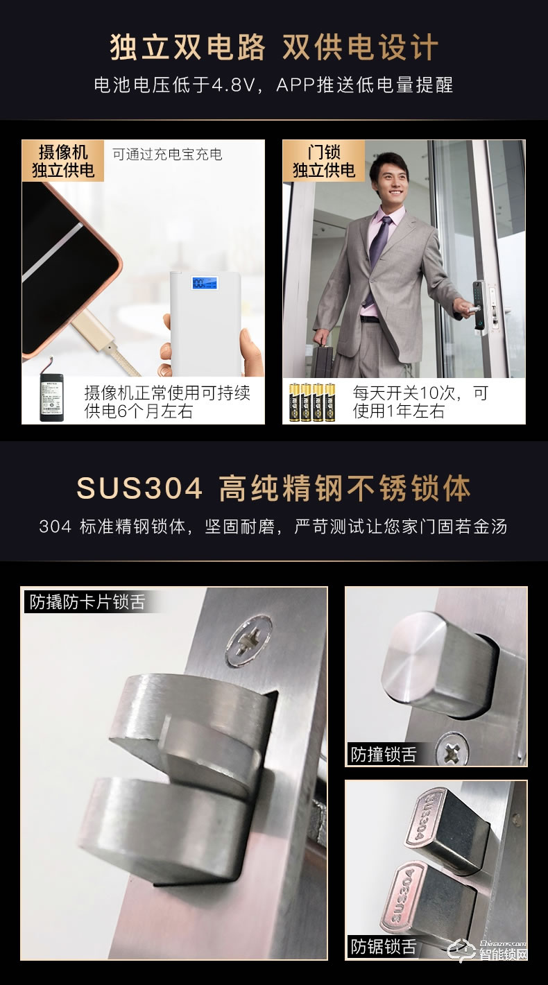 乐橙智能锁 K5远程监控电子密码智能门锁