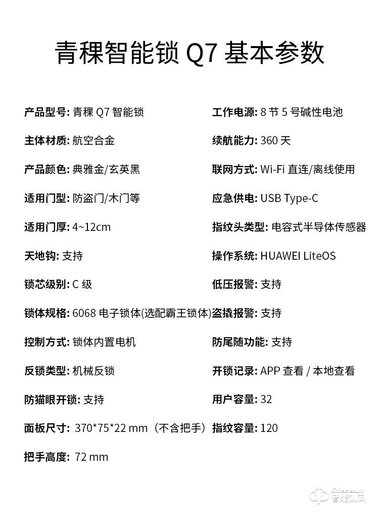 青稞智能锁 Q7家用指纹密码防盗门门锁