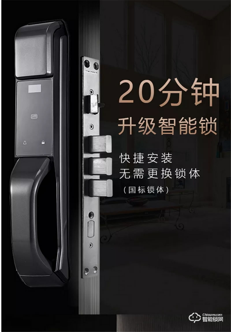 奔智智能锁 FCL10家用推拉式指纹锁