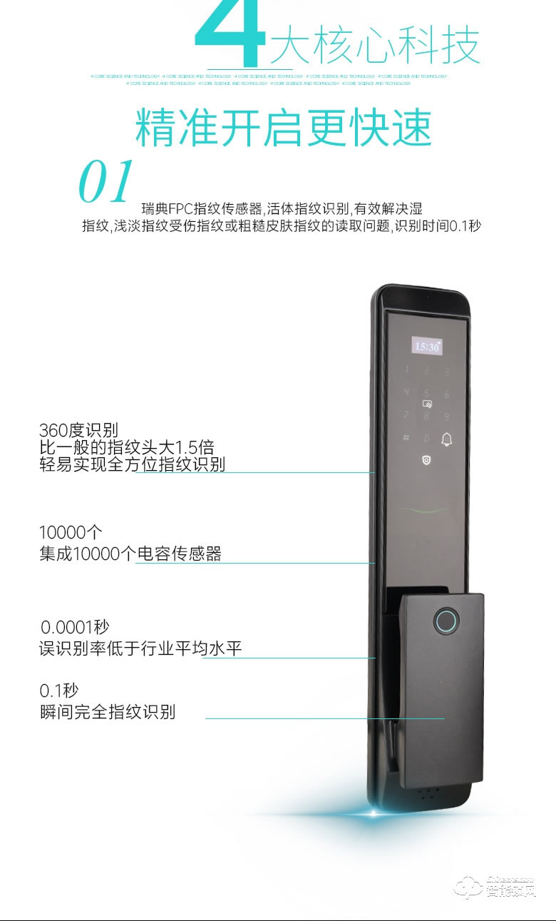 Housetek智能锁 D1896手机远程密码锁智能门锁