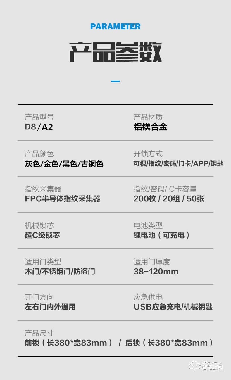 巴奈特智能锁 D8全自动人脸识别指纹密码锁