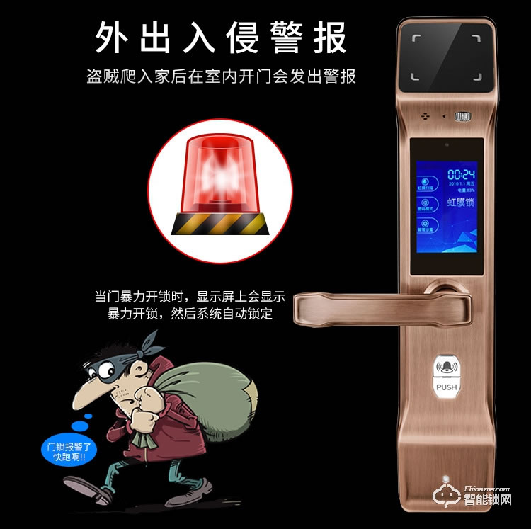 沃德浮智能锁 H01虹膜全自动智能锁密码电子锁