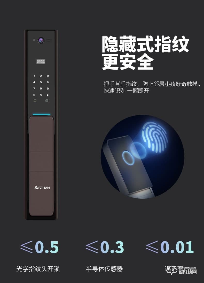 艾仕臣智能锁 AS-004全自动带监控摄像头电子锁