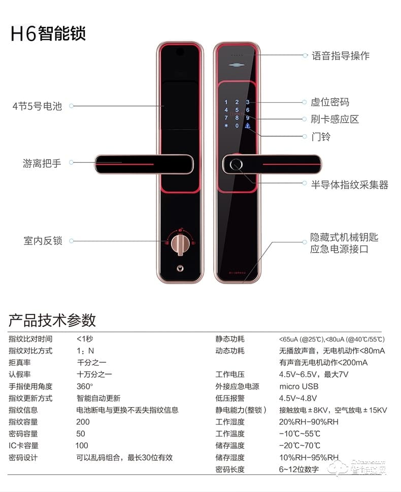 英菲迪尔智能锁 Z6时尚直板密码锁智能门锁