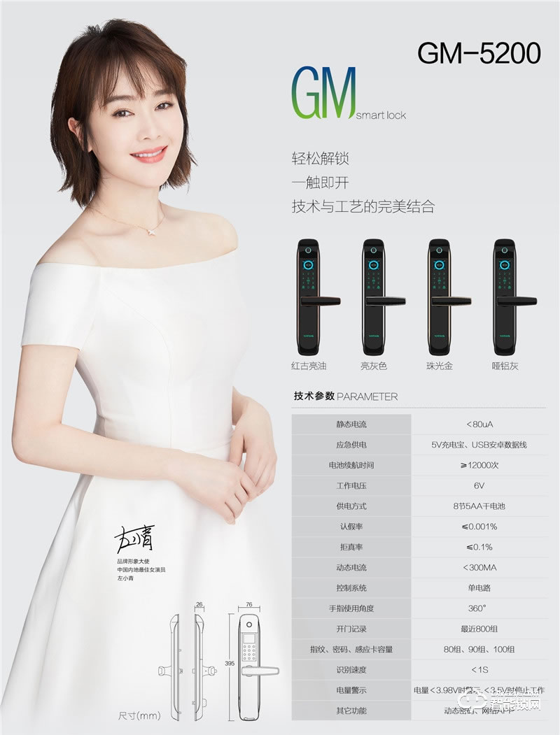 亚蒂仕智能锁 GM5200家用防盗门密码锁