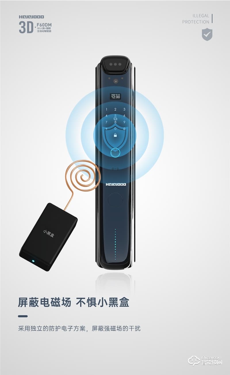 皇家金盾人脸锁 F60DM全自动3D人脸识别电子猫眼智能锁