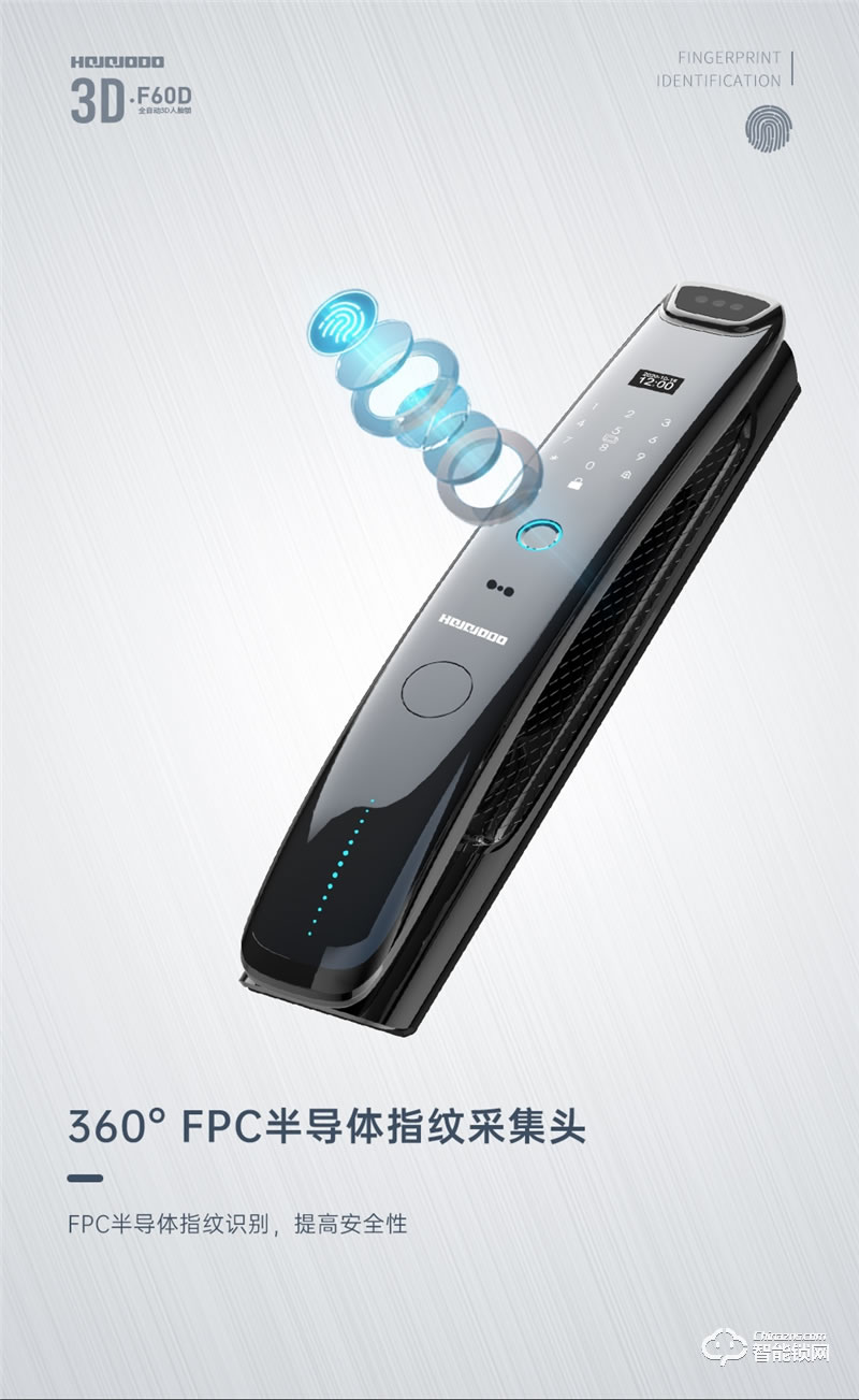皇家金盾人脸锁 F60D全自动3D人脸识别指纹锁