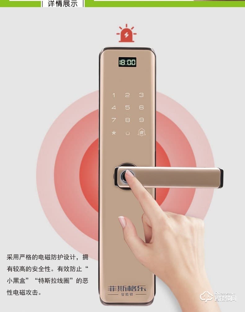 菲斯格乐智能锁 6853家用防盗门智能门锁密码锁