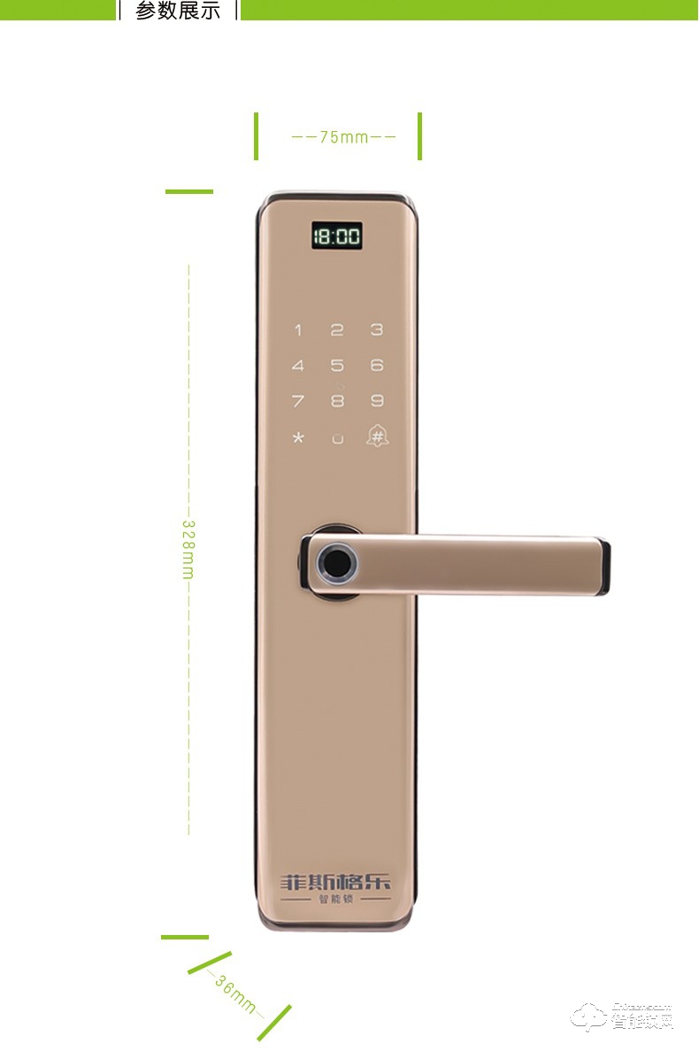 菲斯格乐智能锁 6853家用防盗门智能门锁密码锁