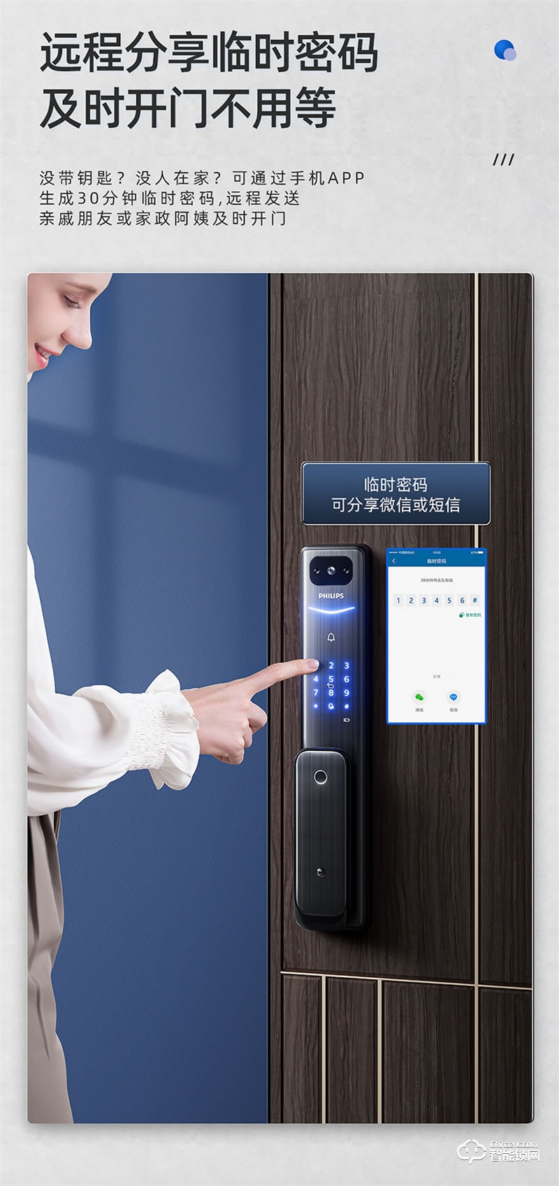 飞利浦智能锁Alpha-VP 可视猫眼带屏家用防盗指纹密码锁