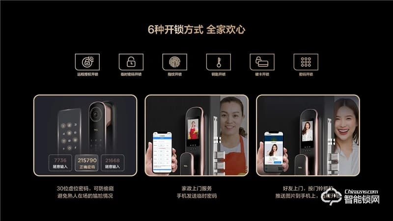 TCL全自动大屏猫眼锁T9 密码锁电子锁C级锁芯远程开锁