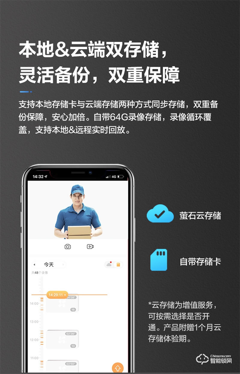 萤石31VS推拉指纹密码锁 智能视频锁自带猫眼