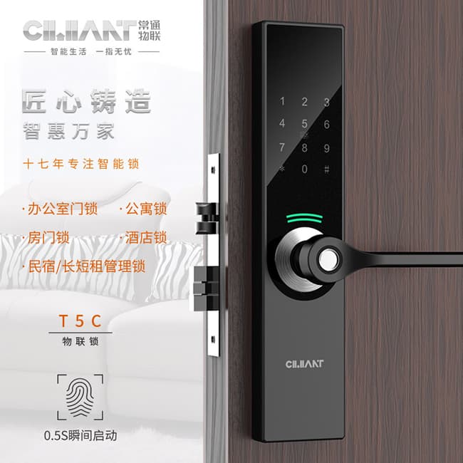 常通物联智能锁 T5C家用防盗门全自动智能锁