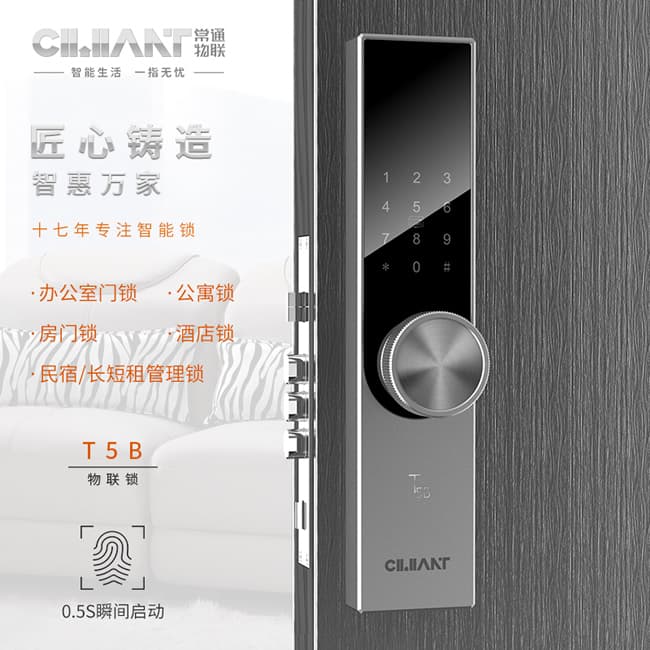 常通物联智能锁 T5B全自动指纹家用防盗门锁