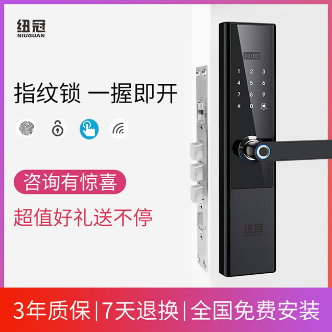 纽冠智能锁 N909品一握即开指纹锁智能锁